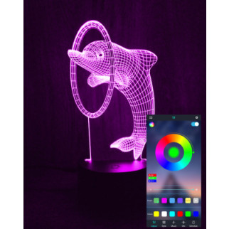 Акриловий світильник-нічник керування з телефона Дельфін з кільцем tty-n000988 - Інтернет-магазин спільних покупок ToGether