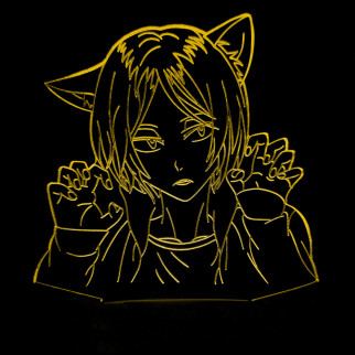 Акриловий світильник-нічник Дівчина кішка жовтий tty-n000992 - Інтернет-магазин спільних покупок ToGether