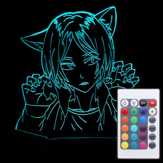 Акриловий світильник-нічник з пультом 16 кольорів Дівчина кішка tty-n000994 - Інтернет-магазин спільних покупок ToGether