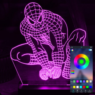 Акриловий світильник-нічник керування з телефона Людина-Павук (Spider-Man) tty-n000748 - Інтернет-магазин спільних покупок ToGether