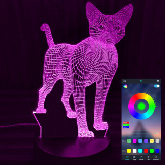Акриловий світильник-нічник керування з телефона Кішка tty-n000756 - Інтернет-магазин спільних покупок ToGether