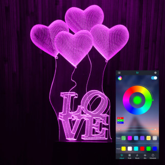 Акриловий світильник-нічник керування з телефона Кохання Серце tty-n000774 - Інтернет-магазин спільних покупок ToGether