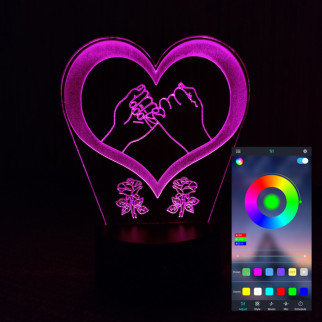 Акриловий світильник-нічник керування з телефона Кохання Серце 3 tty-n000775 - Інтернет-магазин спільних покупок ToGether