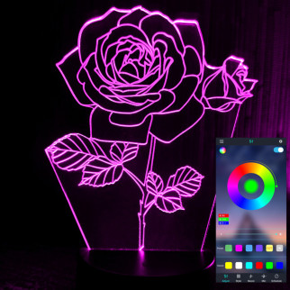 Акриловий світильник-нічник керування з телефона Троянда tty-n001149 - Інтернет-магазин спільних покупок ToGether