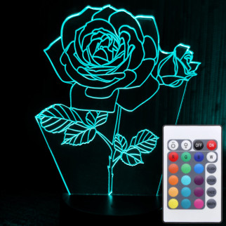 Акриловий світильник-нічник з пультом 16 кольорів Троянда tty-n001148 - Інтернет-магазин спільних покупок ToGether
