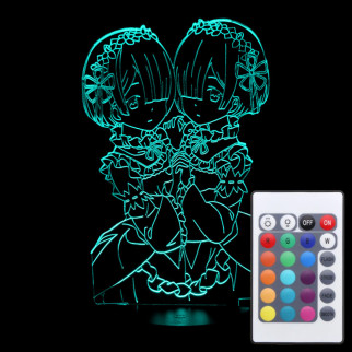 Акриловий світильник-нічник з пультом 16 кольорів Рем и Рам tty-n001197 - Інтернет-магазин спільних покупок ToGether