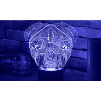 Акриловий світильник-нічник Мопс синій tty-n001416 - Інтернет-магазин спільних покупок ToGether