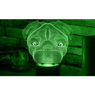 Акриловий світильник-нічник Мопс зелений tty-n001417 - Інтернет-магазин спільних покупок ToGether