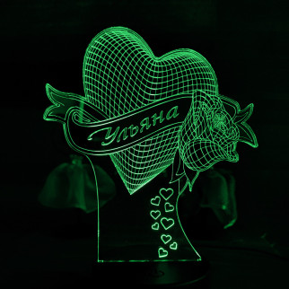 Акриловий світильник-нічник Серце з ім'ям зелений tty-n001445 - Інтернет-магазин спільних покупок ToGether