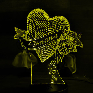 Акриловий світильник-нічник Серце з ім'ям жовтий tty-n001447 - Інтернет-магазин спільних покупок ToGether