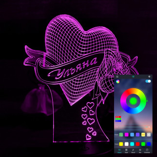 Акриловий світильник-нічник керування з телефона Серце з ім'ям tty-n001450 - Інтернет-магазин спільних покупок ToGether