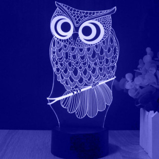Акриловий світильник-нічник Сова синій tty-n001472 - Інтернет-магазин спільних покупок ToGether