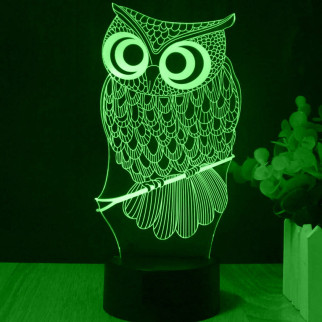 Акриловий світильник-нічник Сова зелений tty-n001473 - Інтернет-магазин спільних покупок ToGether