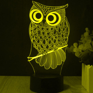 Акриловий світильник-нічник Сова жовтий tty-n001475 - Інтернет-магазин спільних покупок ToGether