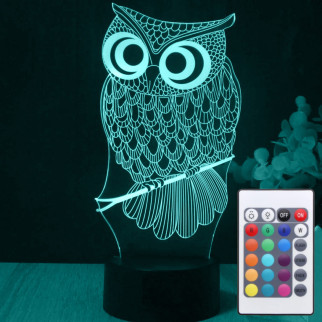 Акриловий світильник-нічник з пультом 16 кольорів Сова tty-n001477 - Інтернет-магазин спільних покупок ToGether