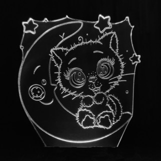 Акриловий світильник-нічник Киця на місяці білий tty-n001546 - Інтернет-магазин спільних покупок ToGether