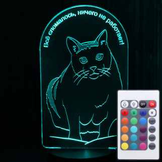 Акриловий світильник-нічник з пультом 16 кольорів Кіт Бендер tty-n001561 - Інтернет-магазин спільних покупок ToGether