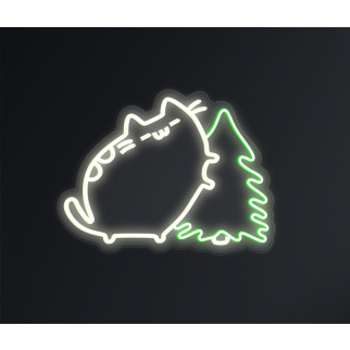 Неоновий світильник кіт Пушин з ялинкою 300х400мм acr-n000075 - Інтернет-магазин спільних покупок ToGether