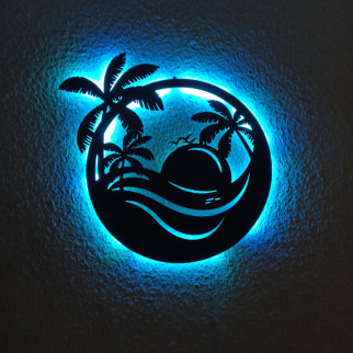 Панно декоративне картина на стіну Морський пейзаж LED 16 кольорів телефон 410х450 acr-p000057 - Інтернет-магазин спільних покупок ToGether