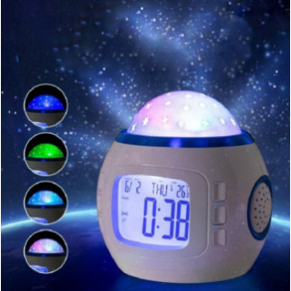 Музичний нічник-проєктор зоряне небо 1038 з годинником і будильником - Інтернет-магазин спільних покупок ToGether