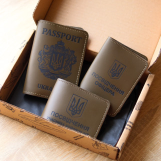 Набір "Паспорт Passport+великий герб, посвідчення офіцера, УБД" хакі з чорним. - Інтернет-магазин спільних покупок ToGether