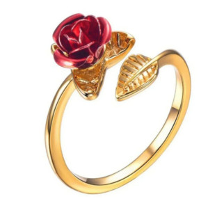 Жіноча каблучка у вигляді червоної троянди золотисте розмір 17 - Інтернет-магазин спільних покупок ToGether