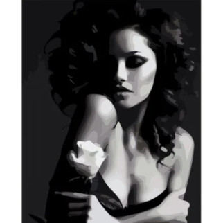 Картина по номерах 0197 ОРТ Девушка с черно-белой розой 40*50 - Інтернет-магазин спільних покупок ToGether