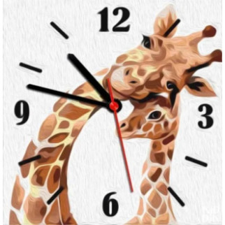 Годинник-картина за номерами "Жирафчики", 30х30 см - Інтернет-магазин спільних покупок ToGether