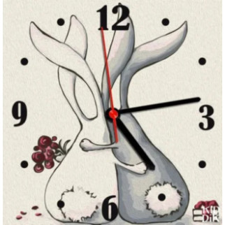 Годинник-картина за номерами "Зайчики", 30х30 см - Інтернет-магазин спільних покупок ToGether