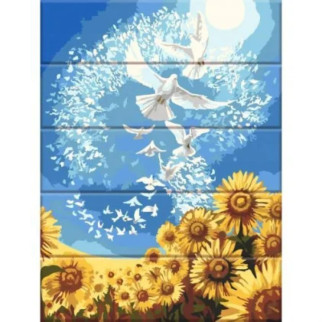 Картина за номерами на дереві "Голуби миру" 30х40 см - Інтернет-магазин спільних покупок ToGether