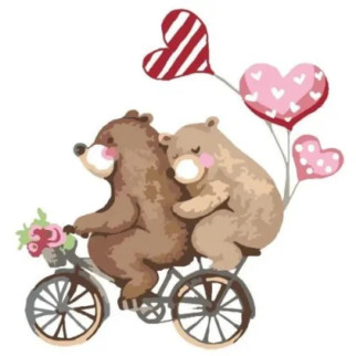 Картина за номерами на ДВП "Закохані ведмеді" 30х30 см  - Інтернет-магазин спільних покупок ToGether