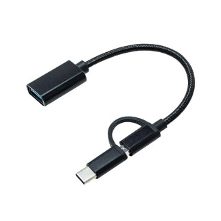 Адаптер 2в1 USB 3.0 - MicroUSB та USB Type-C з кабелем OTG XoKo AC-150-BK чорний - Інтернет-магазин спільних покупок ToGether