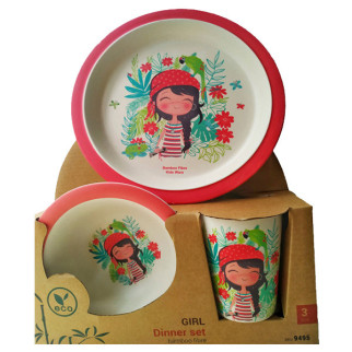 Дитячий набір посуду Fissman Дівчинка FS-9495 3 предмета червоний - Інтернет-магазин спільних покупок ToGether