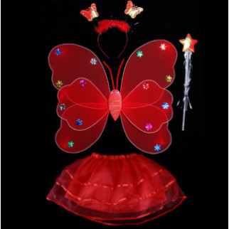 Карнавальний наряд крилья з юбкою Бабочка 9090 червоний - Інтернет-магазин спільних покупок ToGether