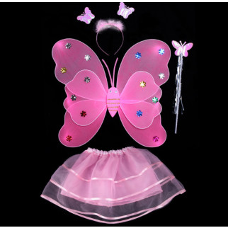 Карнавальний наряд крилья з юбкою Бабочка 9091 рожевий - Інтернет-магазин спільних покупок ToGether