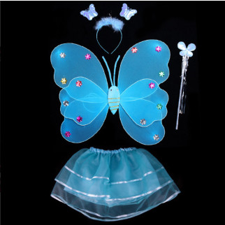 Карнавальний наряд крилья з юбкою Бабочка 9092 голубий - Інтернет-магазин спільних покупок ToGether