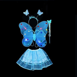 Карнавальний наряд крила зі спідницею світиться Метелик 9086 блакитний - Інтернет-магазин спільних покупок ToGether