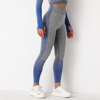 Легінси жіночі спортивні 9645 M сірі із синім - Інтернет-магазин спільних покупок ToGether