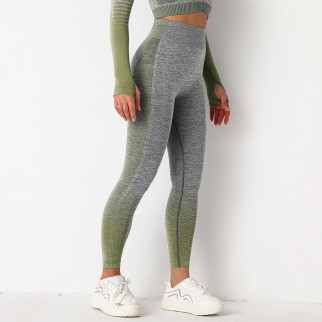 Легінси жіночі спортивні 9657 M сірі із зеленим - Інтернет-магазин спільних покупок ToGether