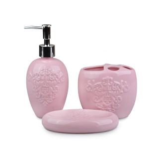 Набір аксесуарів для ванної кімнати Lefard 940-016 3 предмети рожевий - Інтернет-магазин спільних покупок ToGether