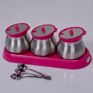 Набір банок для сипучих Frico FRU-127-Pink 7 предметів рожевий - Інтернет-магазин спільних покупок ToGether