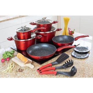 Набір посуду Edenberg EB-5612 15 предметів червоний - Інтернет-магазин спільних покупок ToGether