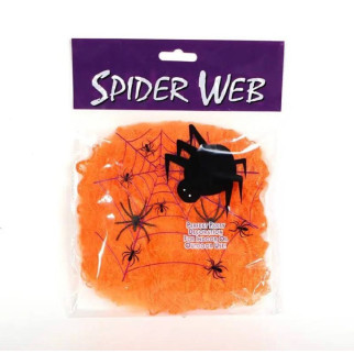 Павутина з павуками на Хелловін 13651 помаранчева 20 г 2 павука - Інтернет-магазин спільних покупок ToGether