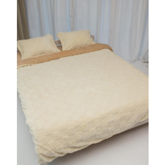 Постільна білизна плюшева двоспальна Dushka Home 20712 180х215 см молочна з коричневим - Інтернет-магазин спільних покупок ToGether
