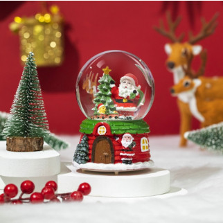 Куля новорічна декоративна з підсвіткою Дід Мороз з песиком 13990 12х8 см - Інтернет-магазин спільних покупок ToGether